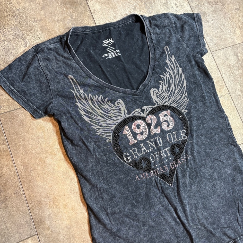 Y2K Washed Black Grand Old Opry Women’s Graphic Tee - Picture 2 of 6
